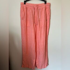 Athleta Retreat Coral Wide Leg Linen Drawstring Pants